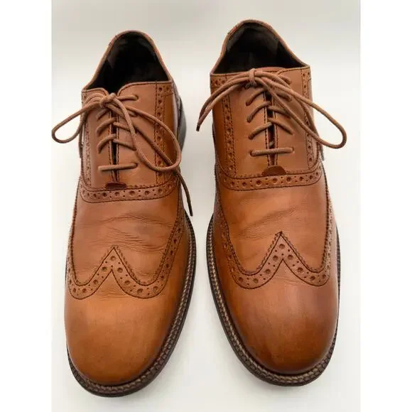 Cole Haan Brown Leather Wingtip Oxford Dress Shoes Men's Size 8.5 M Brogue - Picture 2 of 10